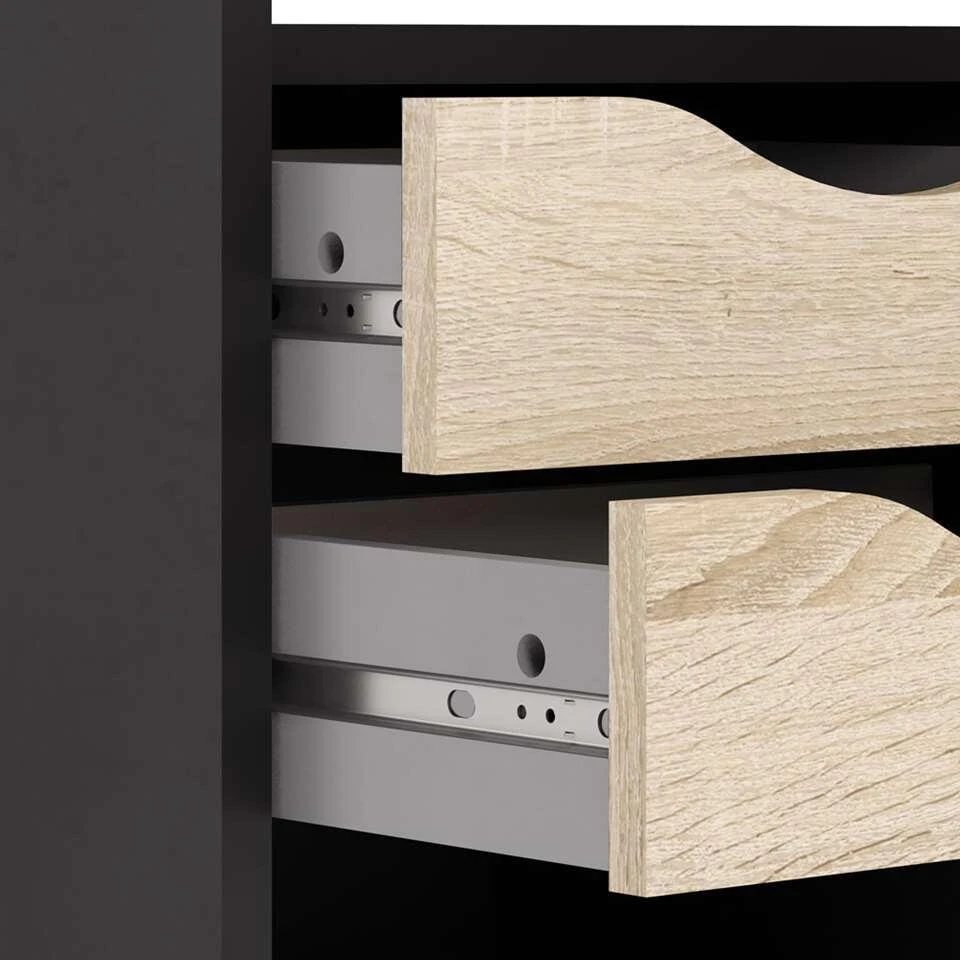 Hoekbureau Hannover - Zwart/eikenkleur - 76,8x145x81 Cm 5 Hoekbureau Hannover - Zwart/eikenkleur - 76,8x145x81 Cm - Afbeelding 4