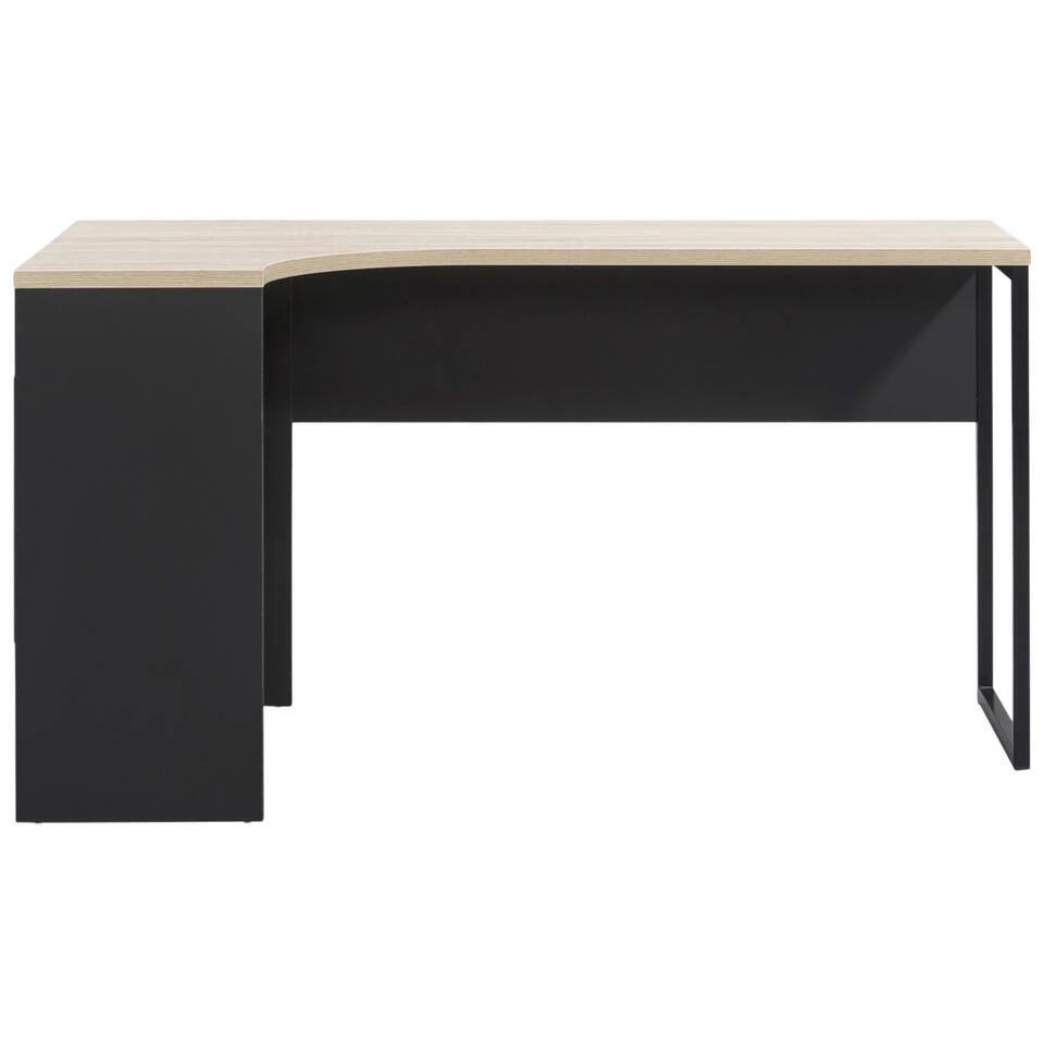 Hoekbureau Hannover - Zwart/eikenkleur - 76,8x145x81 Cm 2 Hoekbureau Hannover - Zwart/eikenkleur - 76,8x145x81 Cm