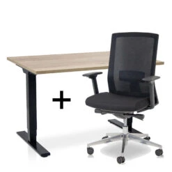 MRC COMFORT Set - Zit-sta Bureau + Stoel - 120x80 - Robuust Eiken