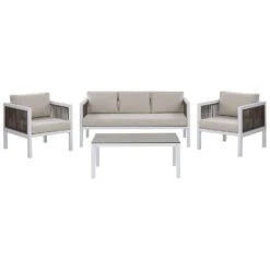 Beliani BORELLO Loungeset - Wit - Aluminium - 4-delig