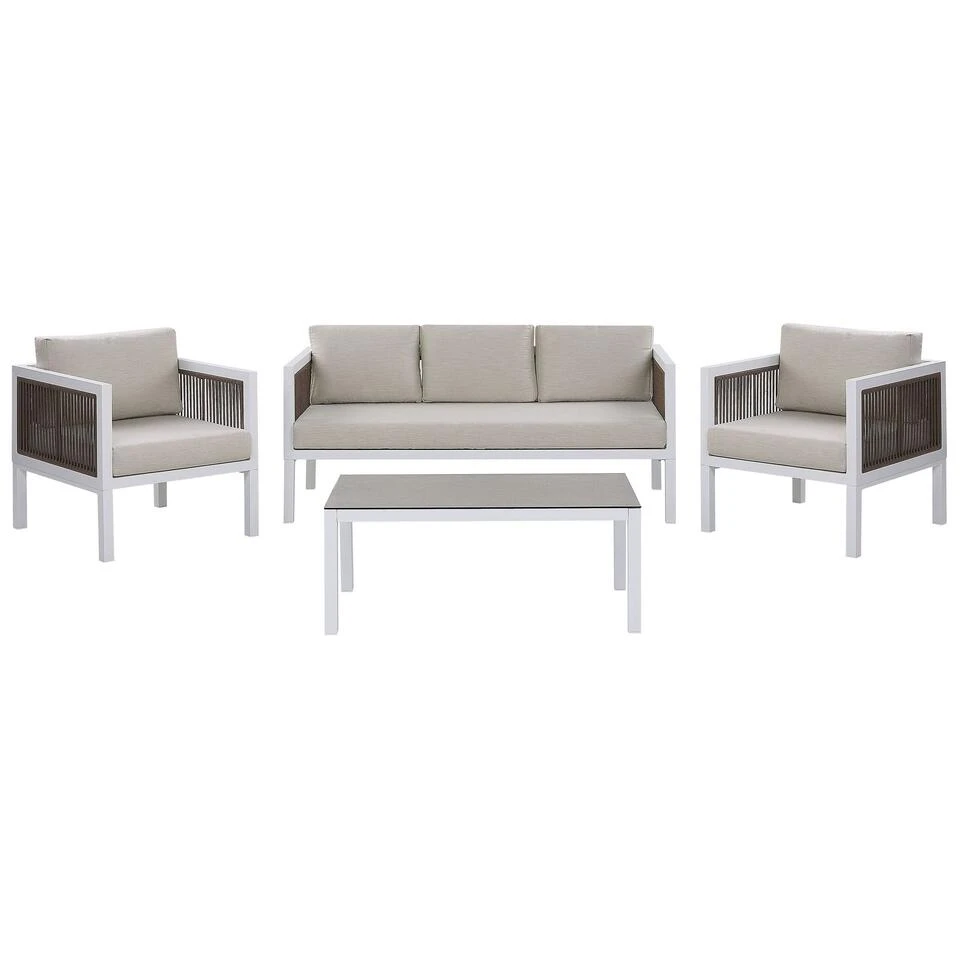 Beliani BORELLO Loungeset - Wit - Aluminium - 4-delig 3 Beliani BORELLO Loungeset - Wit - Aluminium - 4-delig