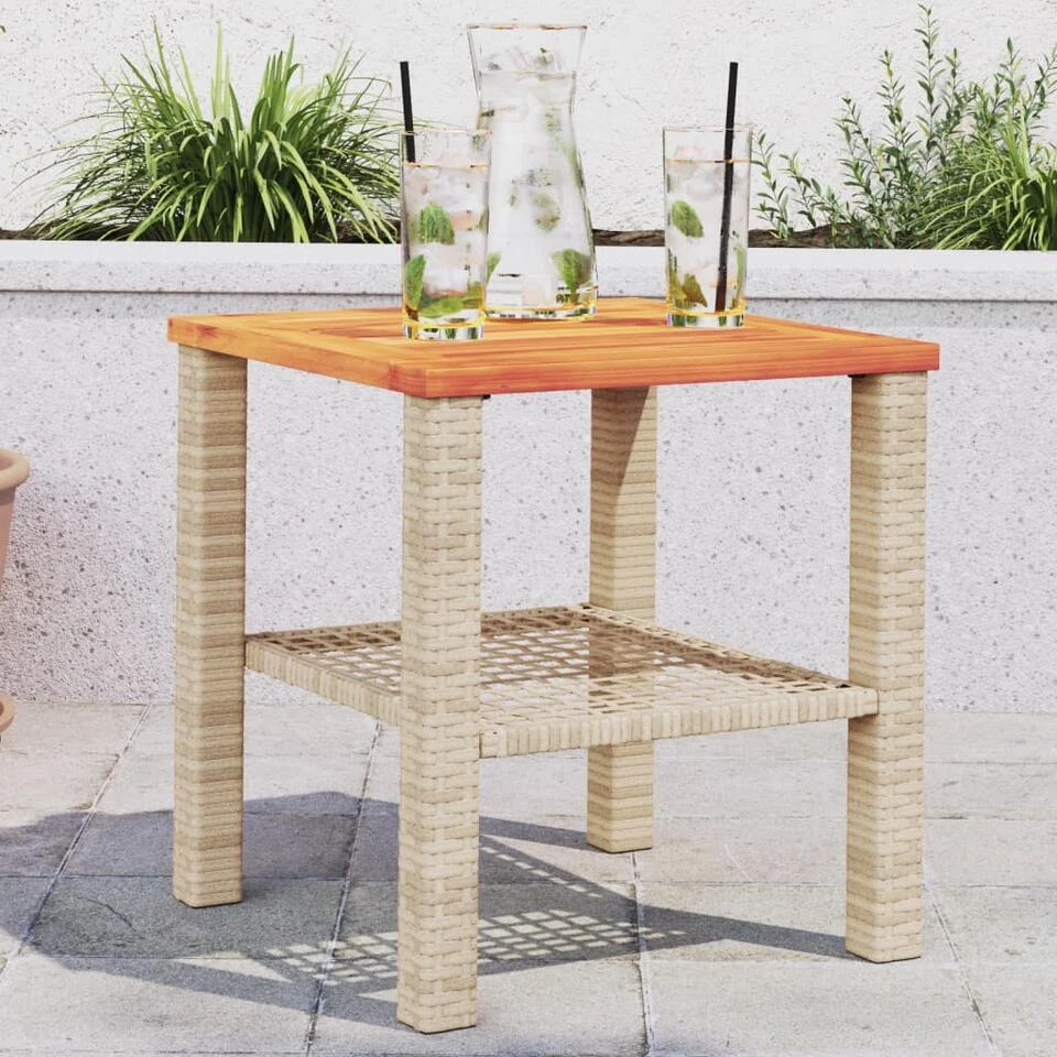 VidaXL - Loungetafel Met Opbergruimte - Beige - Poly Rattan En Hout - 40x40x42cm 4 VidaXL - Loungetafel Met Opbergruimte - Beige - Poly Rattan En Hout - 40x40x42cm - Afbeelding 2