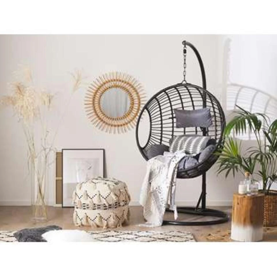 Beliani Hangstoel ASPIO - Zwart Pe Rotan 4 Beliani Hangstoel ASPIO - Zwart Pe Rotan - Afbeelding 2