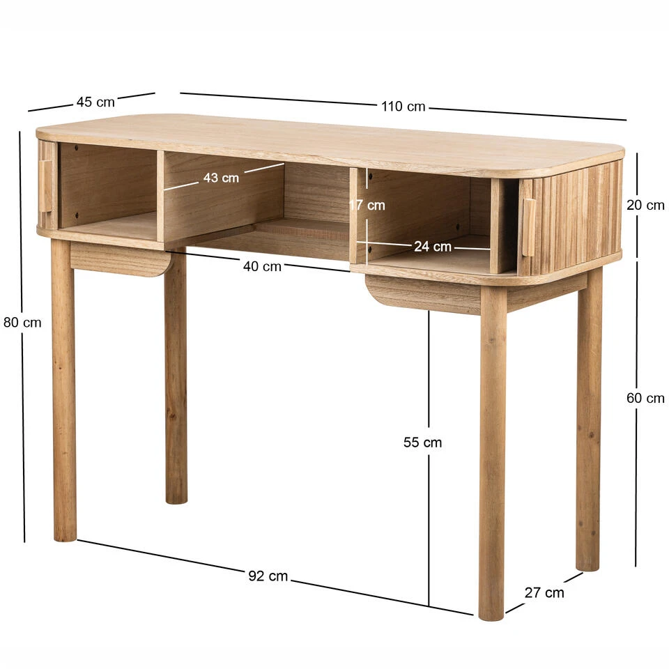 Bureau Met 2 Deuren Van Essen Hout 7 Bureau Met 2 Deuren Van Essen Hout - Afbeelding 5