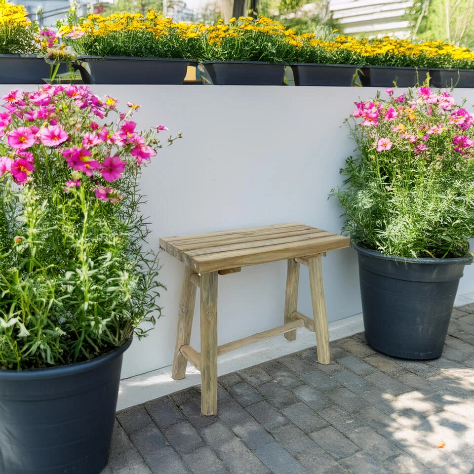 Merkloos V/d Leeden Houten Bankje - 43 X 21 X 38 Cm - Teakhout - Zitbankje 4 Merkloos V/d Leeden Houten Bankje - 43 X 21 X 38 Cm - Teakhout - Zitbankje - Afbeelding 2