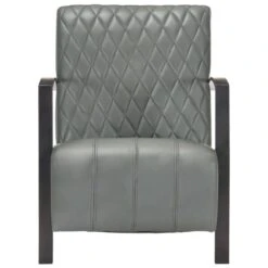 VidaXL Fauteuil Echt Leer Grijs -Meubelpromotie 1577891094 0101