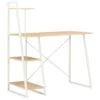 VidaXL Bureau Met Schappen 102x50x117 Cm Wit En Eikenkleurig -Meubelpromotie 1627130033