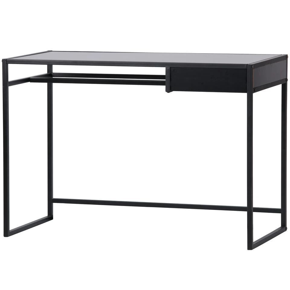 WOOOD Teun Bureau Met Lade - Metaal - Zwart - 110x76x50 3 WOOOD Teun Bureau Met Lade - Metaal - Zwart - 110x76x50