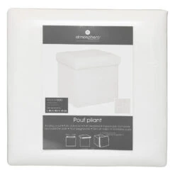 Atmosphera Poef/hocker - Opbergbox - Wit - PU/MDF - 38 X 38 Cm -Meubelpromotie 18619bbe2aef4245b06dfd8143ceac07
