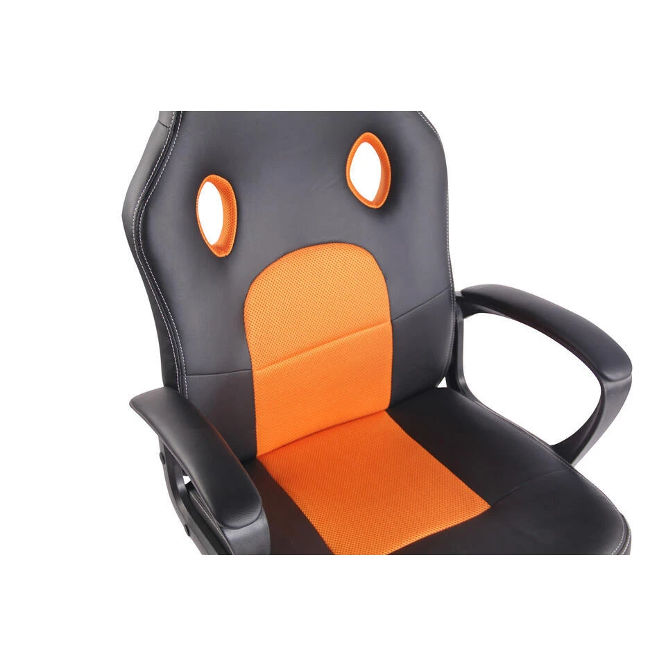 CLP Bureaustoel Elbing Zwart Frame - Kunstleer - Zwart/oranje 8 CLP Bureaustoel Elbing Zwart Frame - Kunstleer - Zwart/oranje - Afbeelding 6