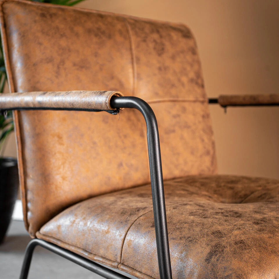 Industriële Fauteuil Hailey Cognac Ecoleder - Leder - Bruin 7 Industriële Fauteuil Hailey Cognac Ecoleder - Leder - Bruin - Afbeelding 5