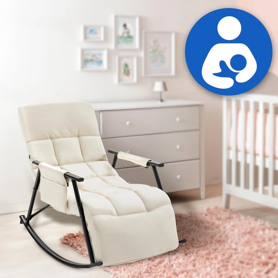 CLP Schommelstoel Cathy Stof - Creme 7 CLP Schommelstoel Cathy Stof - Creme - Afbeelding 5