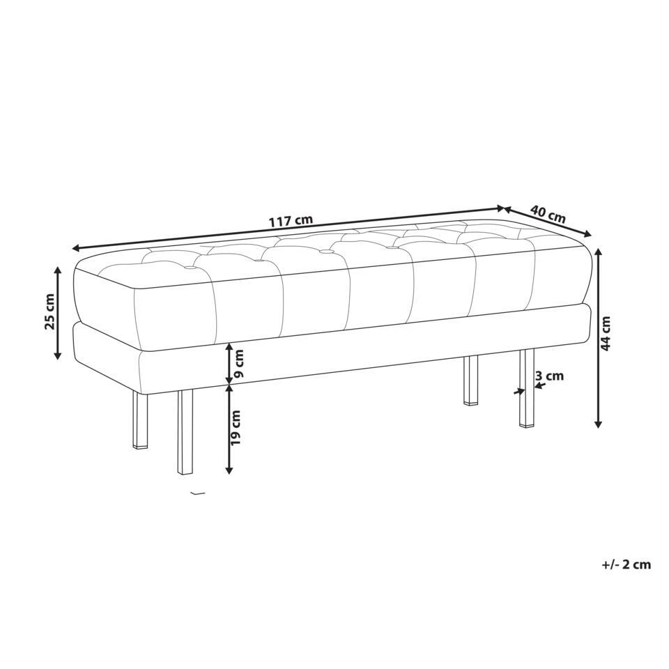 ROSEVILLE - Bankje - Beige - Fluweel 6 ROSEVILLE - Bankje - Beige - Fluweel - Afbeelding 4