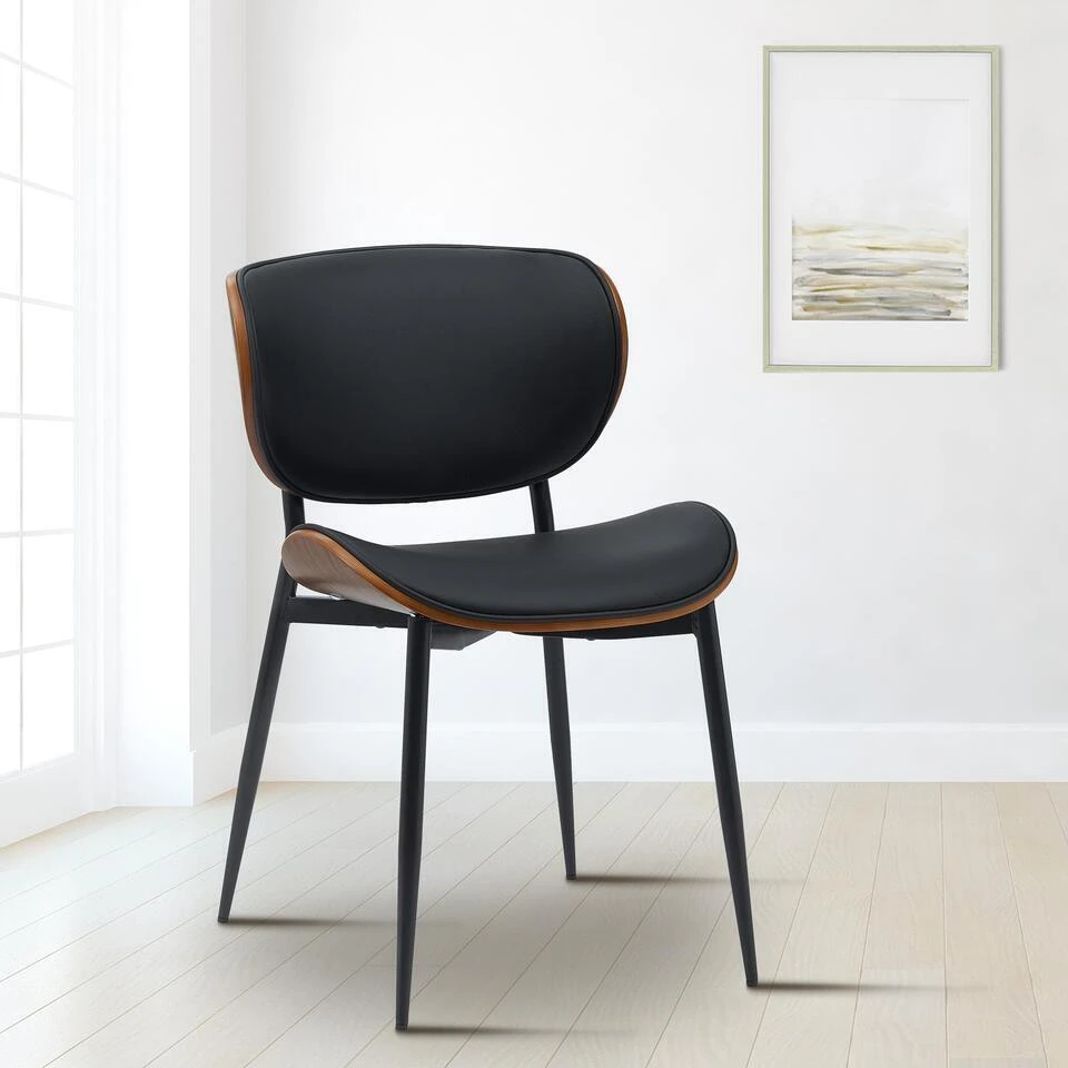 CLP Eetkamerstoel Enid Kunstleer - Walnoot/zwart 5 CLP Eetkamerstoel Enid Kunstleer - Walnoot/zwart - Afbeelding 3