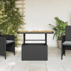 VidaXL - Tuintafel - Zwart - Poly Rattan En Hout - 90 X 55 X 71 Cm 16 VidaXL - Tuintafel - Zwart - Poly Rattan En Hout - 90 X 55 X 71 Cm -Meubelpromotie 2007cc29529c4d3491e2a61265b00fe5