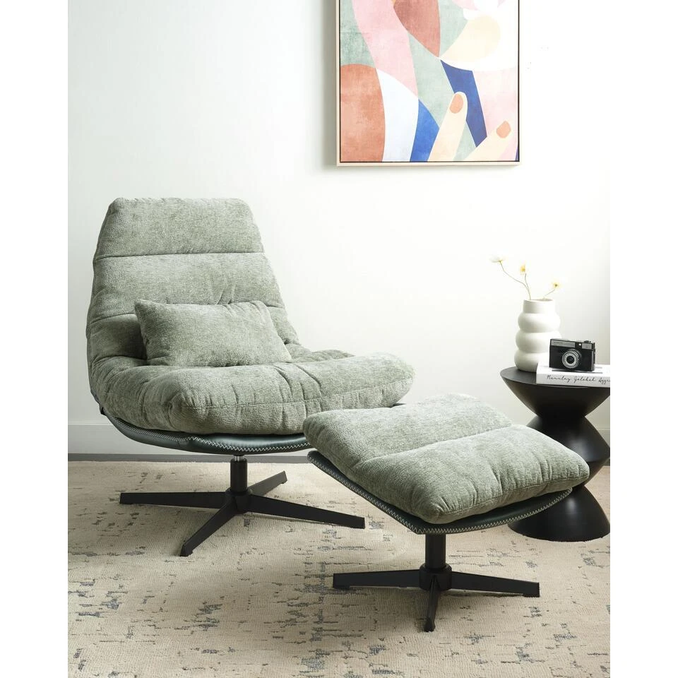 TOVIK - Fauteuil - Groen - Stof 4 TOVIK - Fauteuil - Groen - Stof - Afbeelding 2