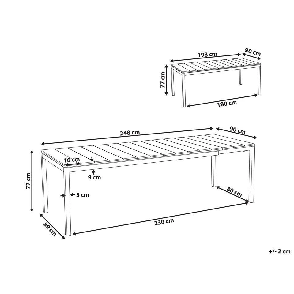 TOFANE - Eettafel Uitschuifbaar - Grijs - 198/248 X 90 - Aluminium 5 TOFANE - Eettafel Uitschuifbaar - Grijs - 198/248 X 90 - Aluminium - Afbeelding 3