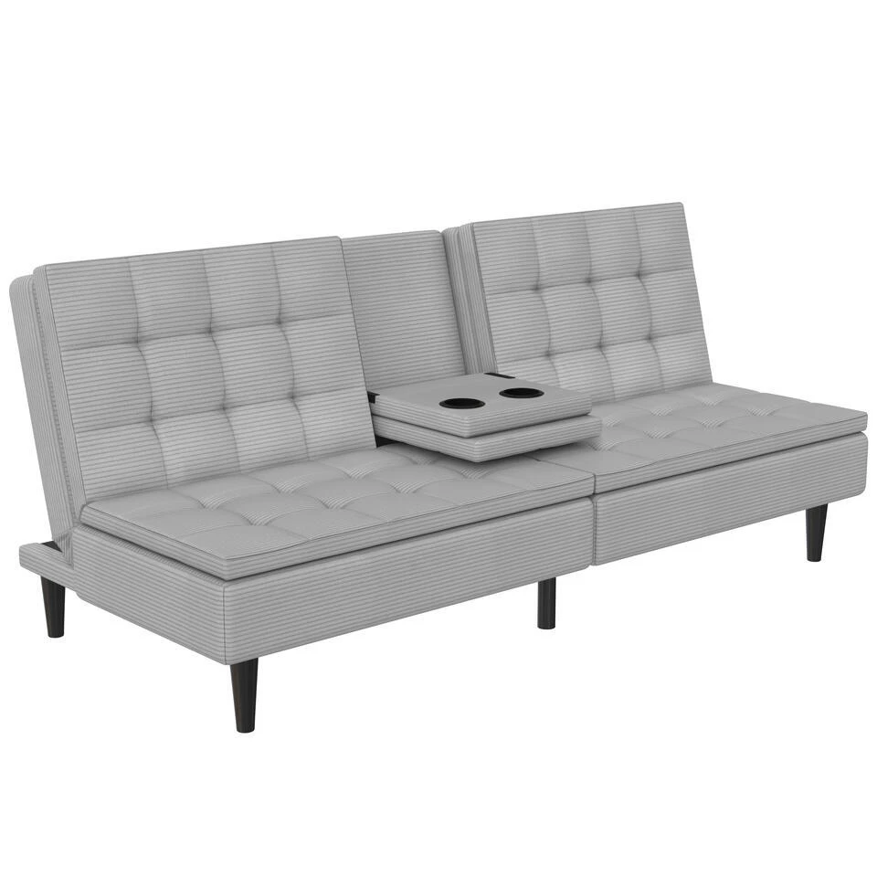 Maine - Slaapbank In Grijze Ribstof 8 Maine - Slaapbank In Grijze Ribstof - Afbeelding 6