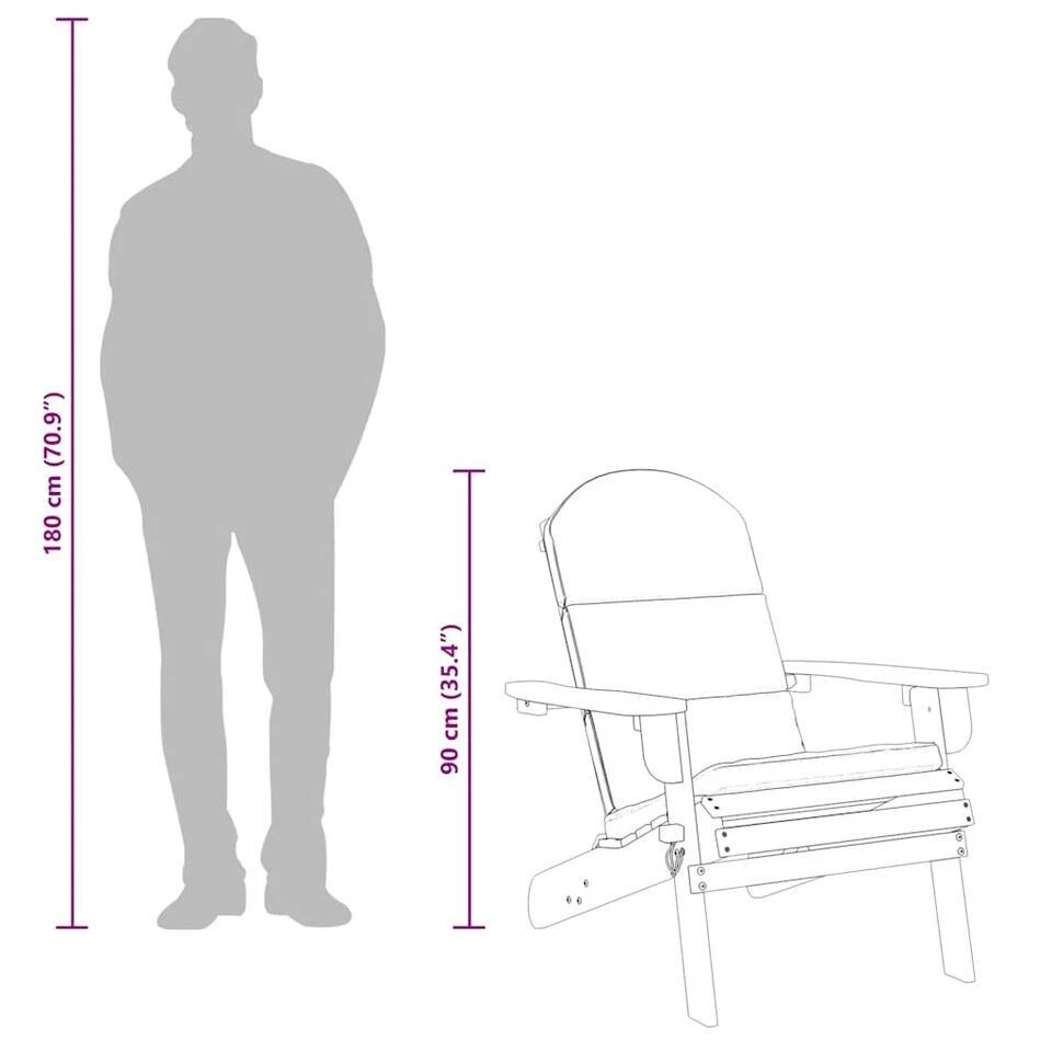 VidaXL - Adirondack Tuinstoel - Kussens - Bruin - Acaciahout 12 VidaXL - Adirondack Tuinstoel - Kussens - Bruin - Acaciahout - Afbeelding 10
