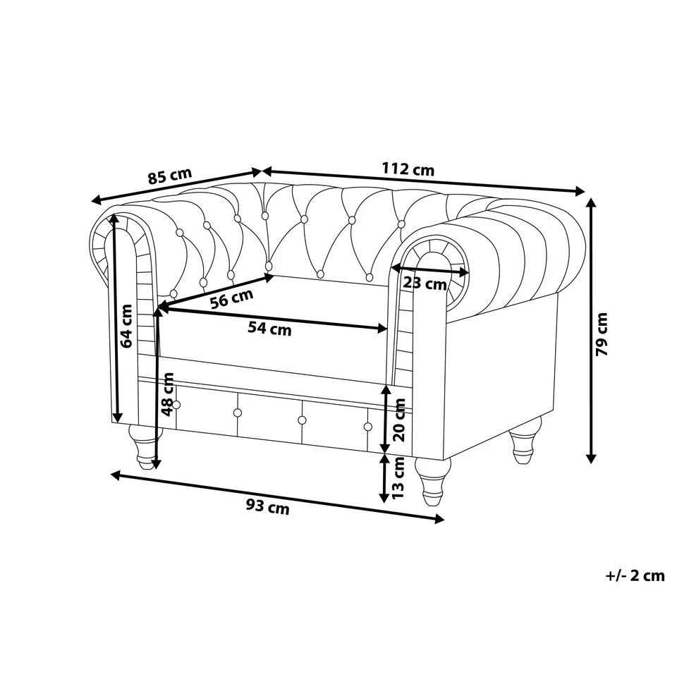 Beliani Fauteuil CHESTERFIELD - Beige Polyester 5 Beliani Fauteuil CHESTERFIELD - Beige Polyester - Afbeelding 3