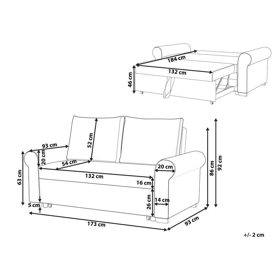 SILDA - Slaapbank - Crème - Polyester 5 SILDA - Slaapbank - Crème - Polyester - Afbeelding 3