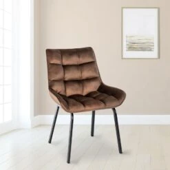 CLP Eetkamerstoel Saranda Zwart Frame - Fluweel - Bruin -Meubelpromotie 2b7cfb63c8a84297a9a2024c4318b33e