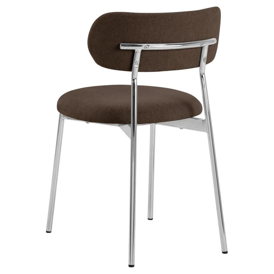 Eetkamerstoel - Bruin - Stof - Zithoogte 48cm - Morka - Set Van 2 5 Eetkamerstoel - Bruin - Stof - Zithoogte 48cm - Morka - Set Van 2 - Afbeelding 3