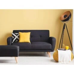 Beliani Ottomaan FLORLI - Zwart Polyester -Meubelpromotie 2c829d186e4f4cf1b13cc0603e660663