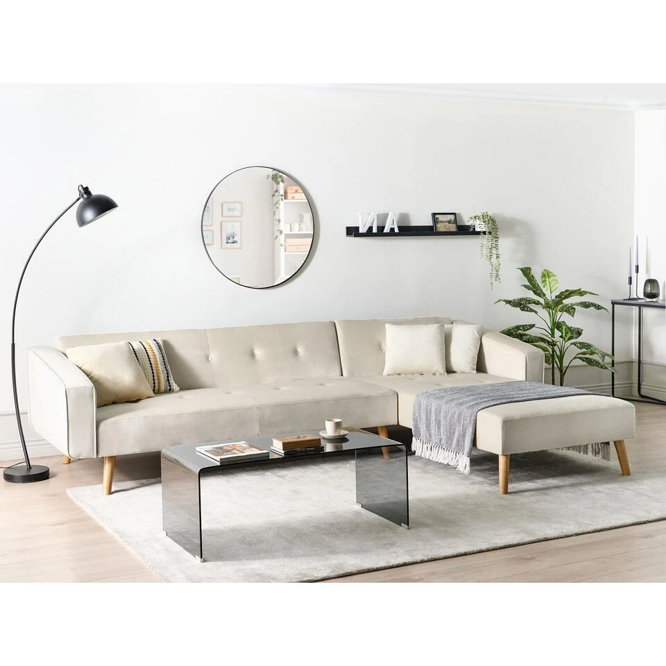 VADSO - Hoekslaapbank - Lichtbeige - Linkszijdig - Fluweel 4 VADSO - Hoekslaapbank - Lichtbeige - Linkszijdig - Fluweel - Afbeelding 2