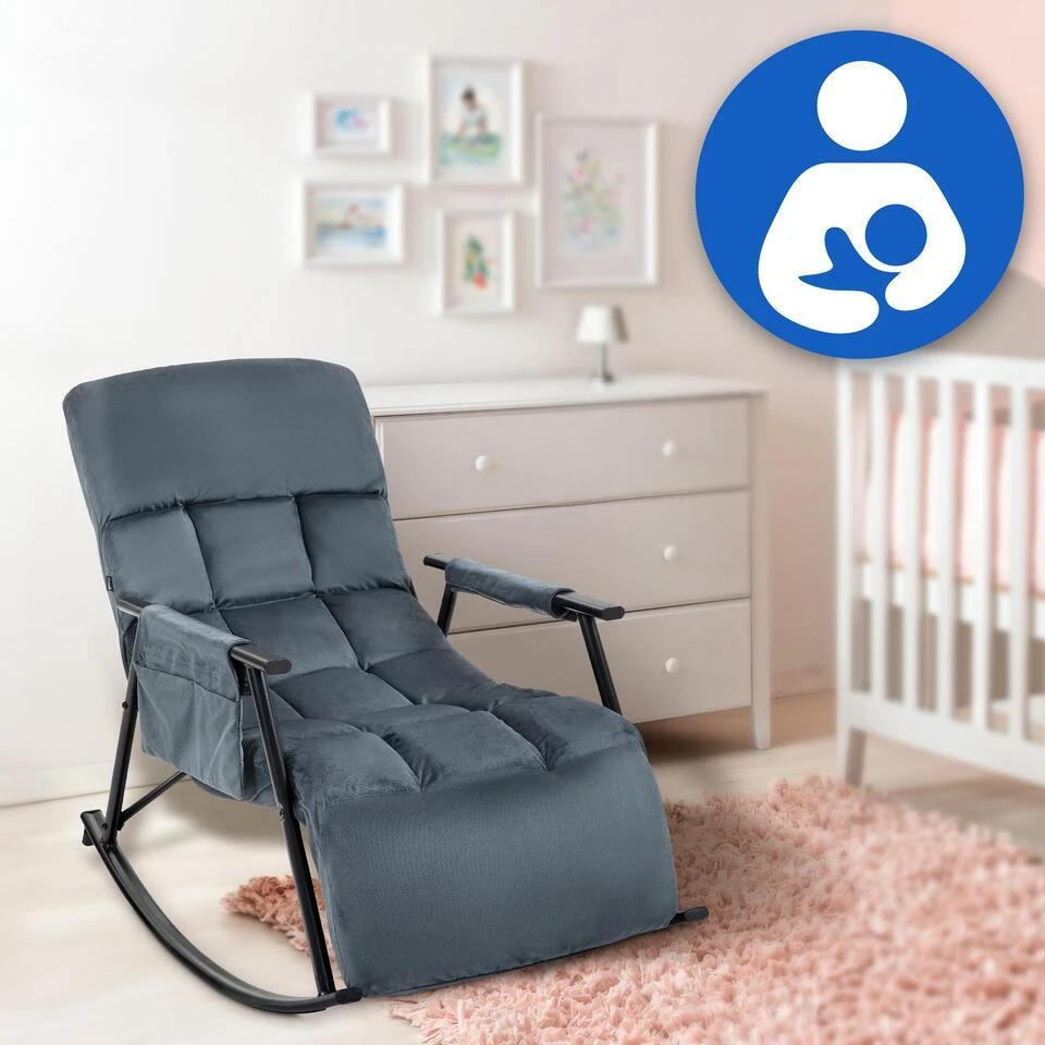 CLP Schommelstoel Cathy Fluweel - Donkergrijs 7 CLP Schommelstoel Cathy Fluweel - Donkergrijs - Afbeelding 5