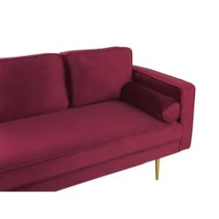 MIRAMAS - Chaise Longue - Rood - Rechterzijde - Fluweel -Meubelpromotie 2e08eea9b2f34feebd0ada243f4302ec
