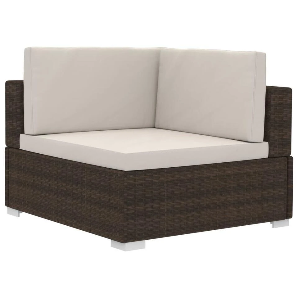 VidaXL 3-delige Loungeset Met Kussens Poly Rattan Bruin 5 VidaXL 3-delige Loungeset Met Kussens Poly Rattan Bruin - Afbeelding 3