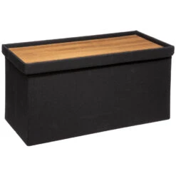 Atmosphera Poef/hocker - Opbergbox - Zwart - PU/MDF - 31 X 31 Cm -Meubelpromotie 2f88ccb921184a15857a91d5f9d57e90