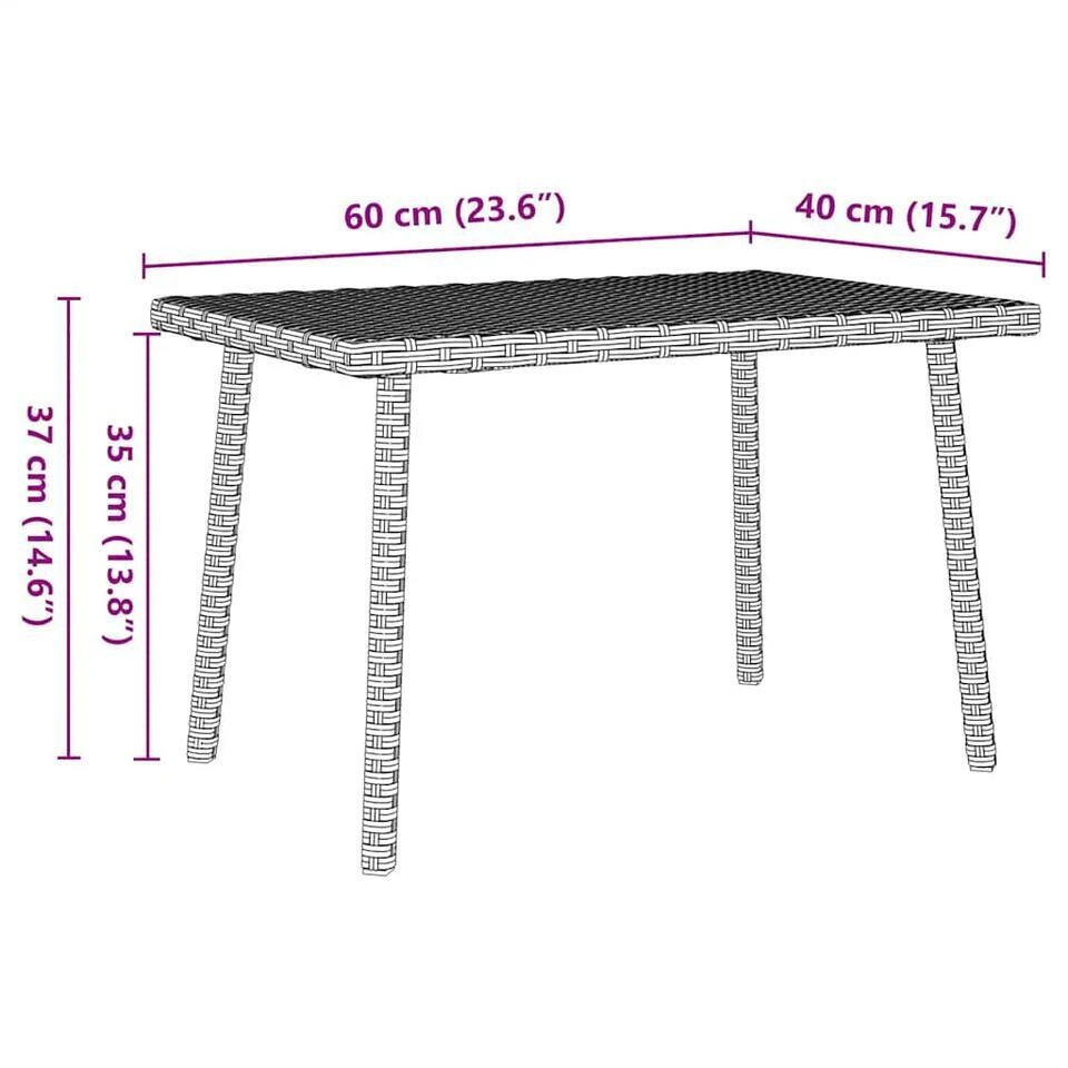 VidaXL - Tuin Salontafel - Grijs - Poly Rattan - 60 X 40 X 37 Cm 10 VidaXL - Tuin Salontafel - Grijs - Poly Rattan - 60 X 40 X 37 Cm - Afbeelding 8