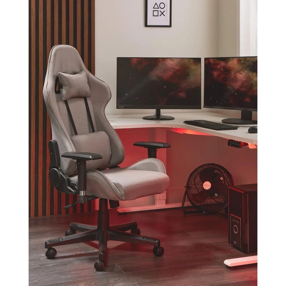 WARRIOR - Gamestoel - Beige - Polyester 4 WARRIOR - Gamestoel - Beige - Polyester - Afbeelding 2