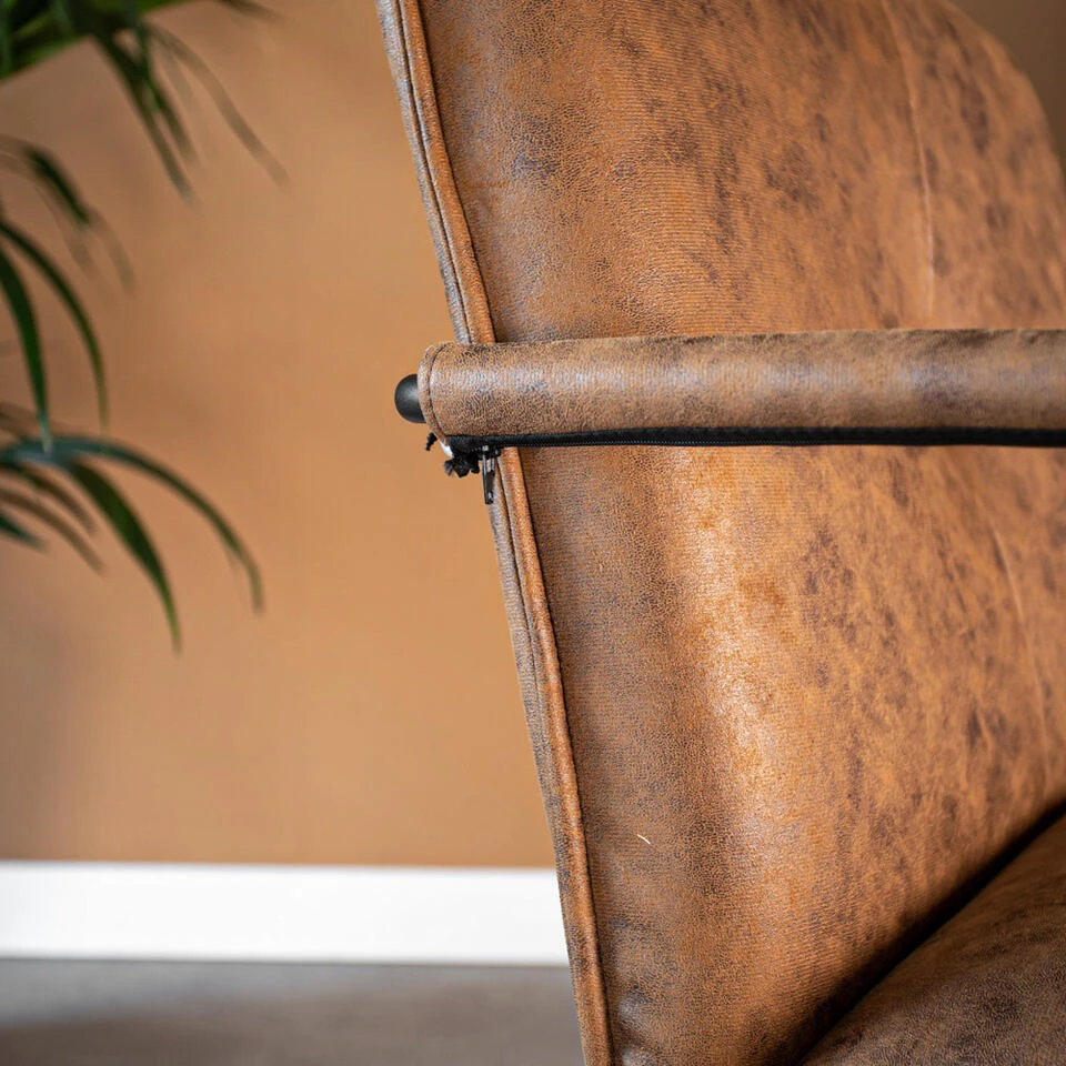 Industriële Fauteuil Hailey Cognac Ecoleder - Leder - Bruin 6 Industriële Fauteuil Hailey Cognac Ecoleder - Leder - Bruin - Afbeelding 4