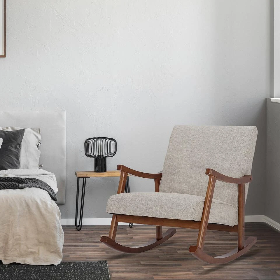 CLP Schommelstoel Morelia Stof - Creme 5 CLP Schommelstoel Morelia Stof - Creme - Afbeelding 3