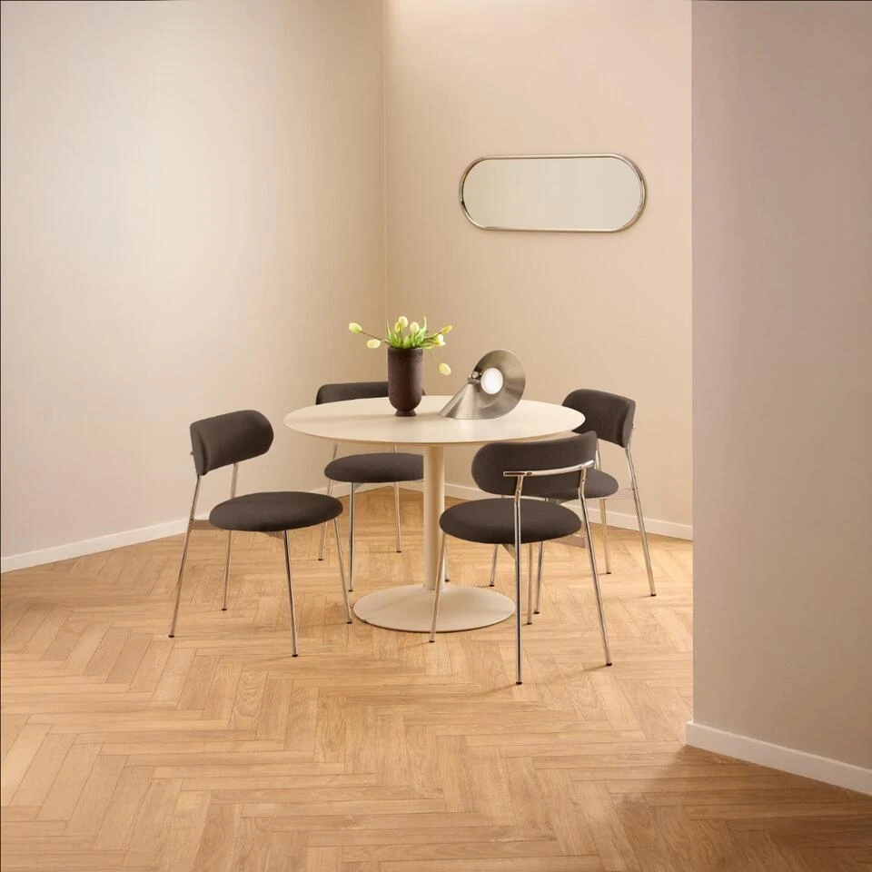 Eetkamerstoel - Bruin - Stof - Zithoogte 48cm - Morka - Set Van 2 4 Eetkamerstoel - Bruin - Stof - Zithoogte 48cm - Morka - Set Van 2 - Afbeelding 2