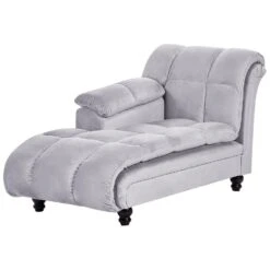 LORMONT - Chaise Longue - Grijs - Rechterzijde - Fluweel -Meubelpromotie 31aa5c6f16094910b8b959bbee1fe589