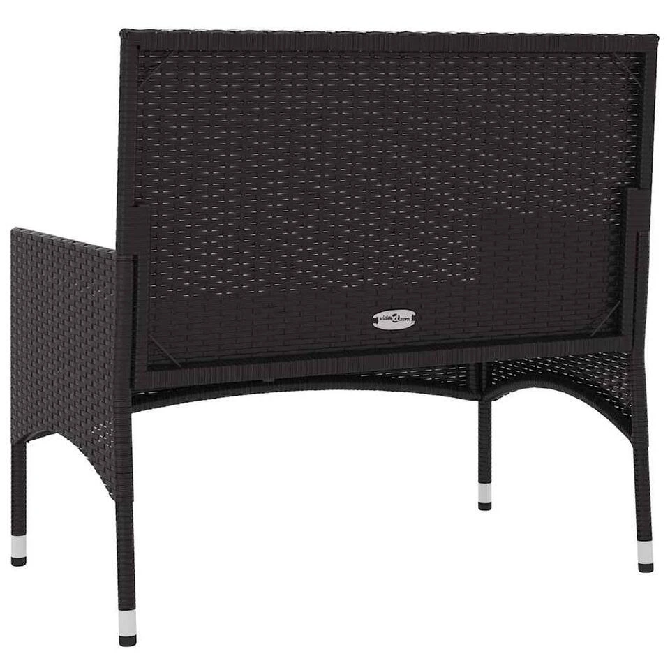 VidaXL - Tuinbank 2-zits - Zwart - Poly Rattan - Met Zwart Kussens 8 VidaXL - Tuinbank 2-zits - Zwart - Poly Rattan - Met Zwart Kussens - Afbeelding 6