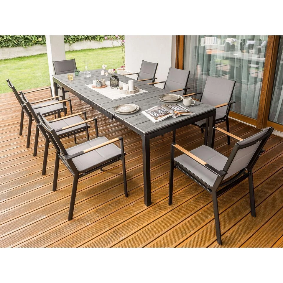 TOFANE - Eettafel Uitschuifbaar - Grijs - 198/248 X 90 - Aluminium 7 TOFANE - Eettafel Uitschuifbaar - Grijs - 198/248 X 90 - Aluminium - Afbeelding 5