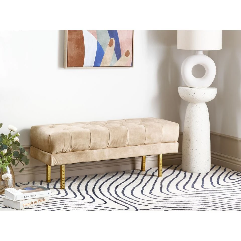 ROSEVILLE - Bankje - Beige - Fluweel 4 ROSEVILLE - Bankje - Beige - Fluweel - Afbeelding 2