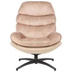 EIDE - Fauteuil Met Hocker - Beige - Fluweel -Meubelpromotie 36483a0274ba48c38550ff81cbc2a4ed