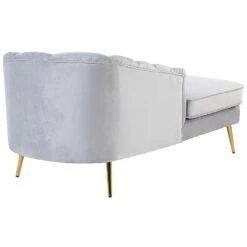ALLIER - Chaise Longue - Grijs - Rechterzijde - Fluweel -Meubelpromotie 376ded3b46cf4223906b854d86288ba3
