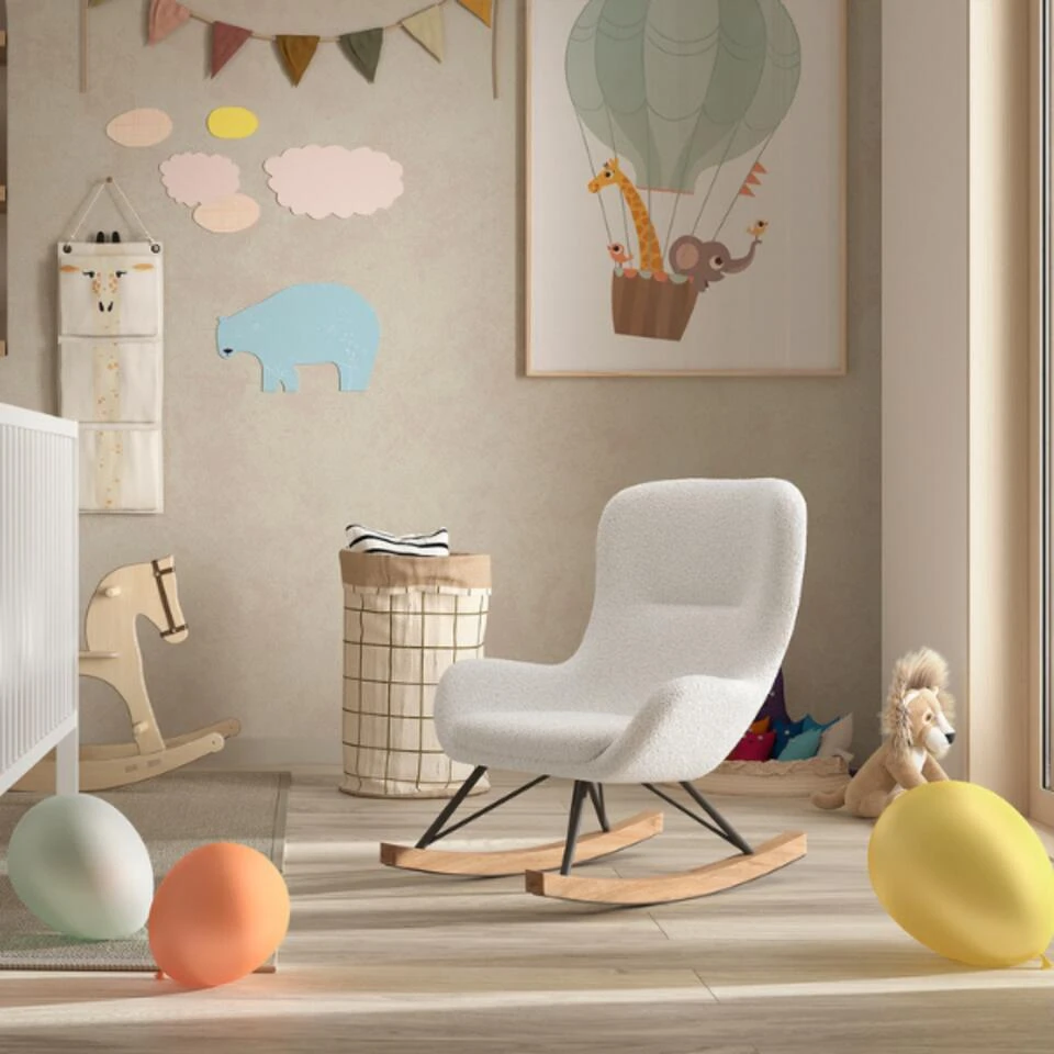 Kinderschommelstoel Rocky - 66x56x69 Cm - Bouclé/wit 9 Kinderschommelstoel Rocky - 66x56x69 Cm - Bouclé/wit - Afbeelding 7