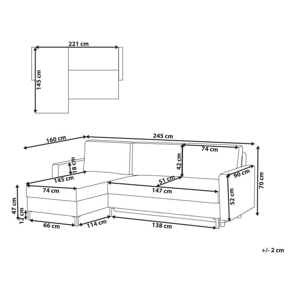 TEJN - Hoekslaapbank - Bruin - Rechtszijdig - Polyester 6 TEJN - Hoekslaapbank - Bruin - Rechtszijdig - Polyester - Afbeelding 4