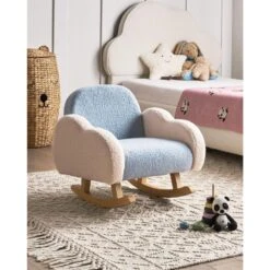 SKARE - Schommelstoel Voor Kinderen - Lichtblauw - Bouclé -Meubelpromotie 38bcd1e9d40f43d9aec71938fbb5cd41