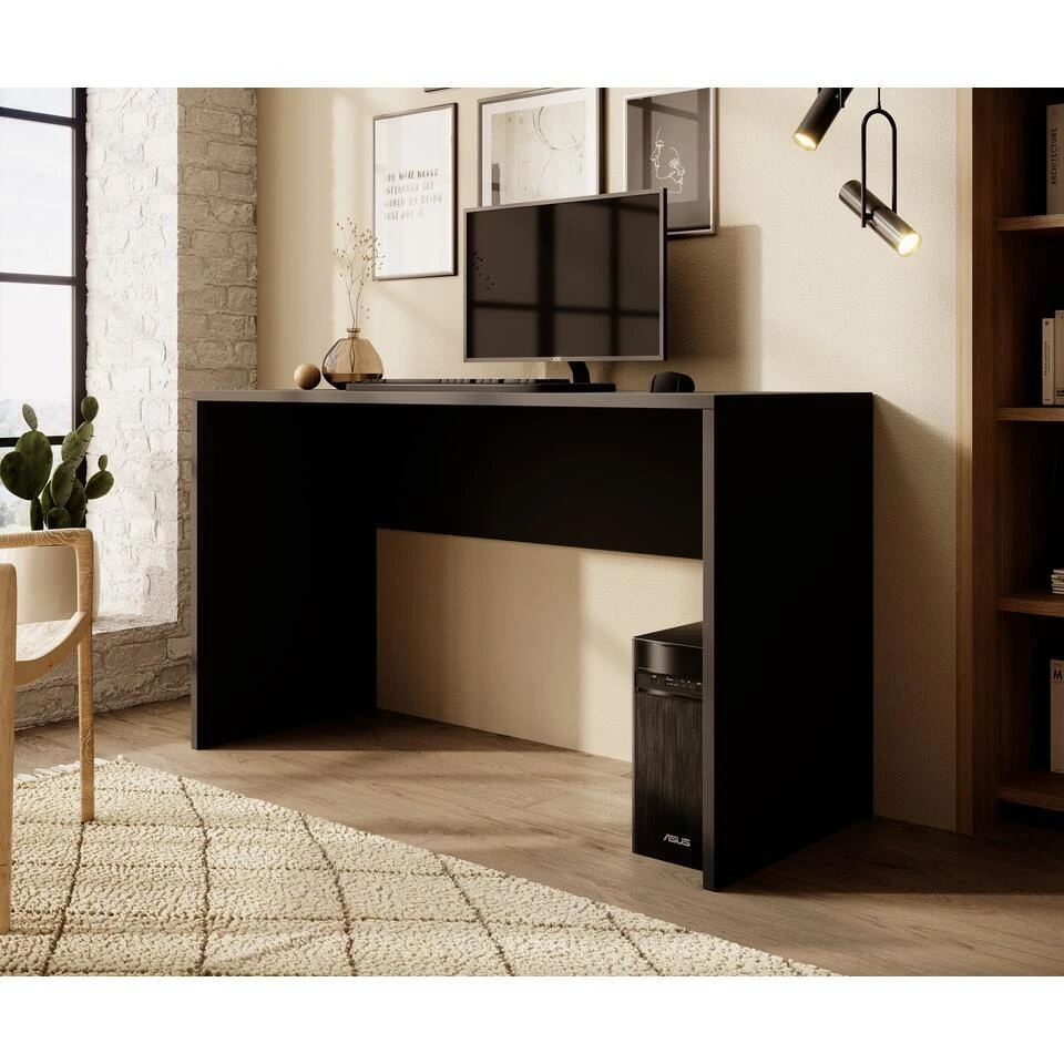 Meubella - Bureau Apoda 2 - Zwart - 130 Cm 4 Meubella - Bureau Apoda 2 - Zwart - 130 Cm - Afbeelding 2