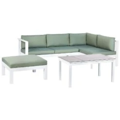MESSINA - Loungeset Voor 5 - Wit/Groen - Aluminium -Meubelpromotie 3c322e5ce7e24881a9e10ad6855a9580