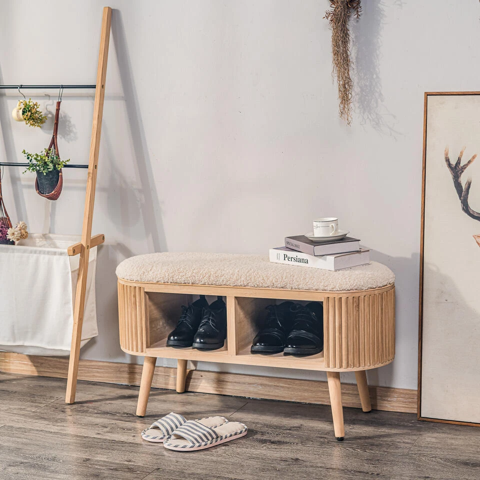 Bank Met Opbergruimte In Grenen En Witte Lussen 4 Bank Met Opbergruimte In Grenen En Witte Lussen - Afbeelding 2